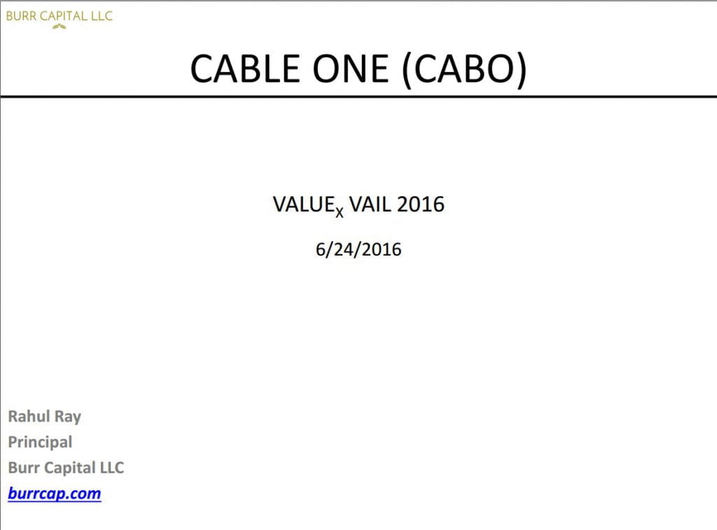 Burr Capital Presentation - ValueXVail 2016