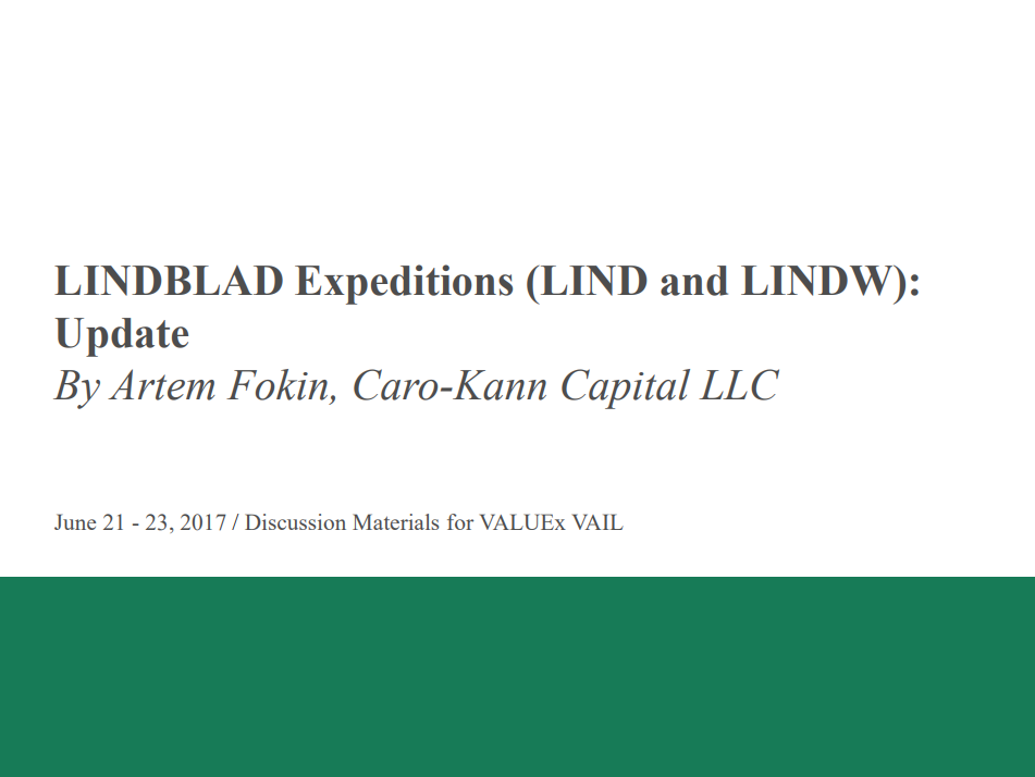 LINDBLAD Expeditions (LIND and LINDW) - ValueXVail 2017